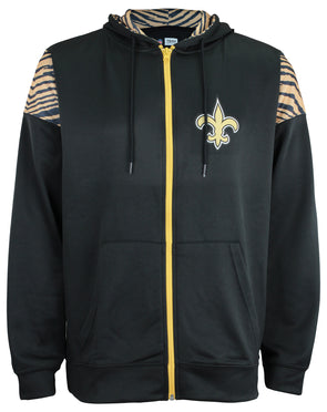 Football Fan Shop Officially Licensed NFL 1/2 Zip Pullover Hooded Jacket - Saints