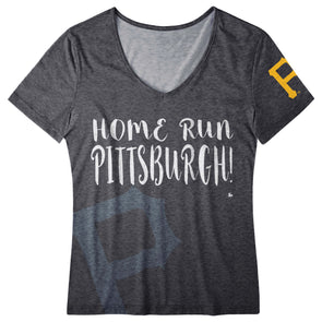 MLB Pittsburgh Pirates Women's Team Color Gradient V-Neck T-Shirt