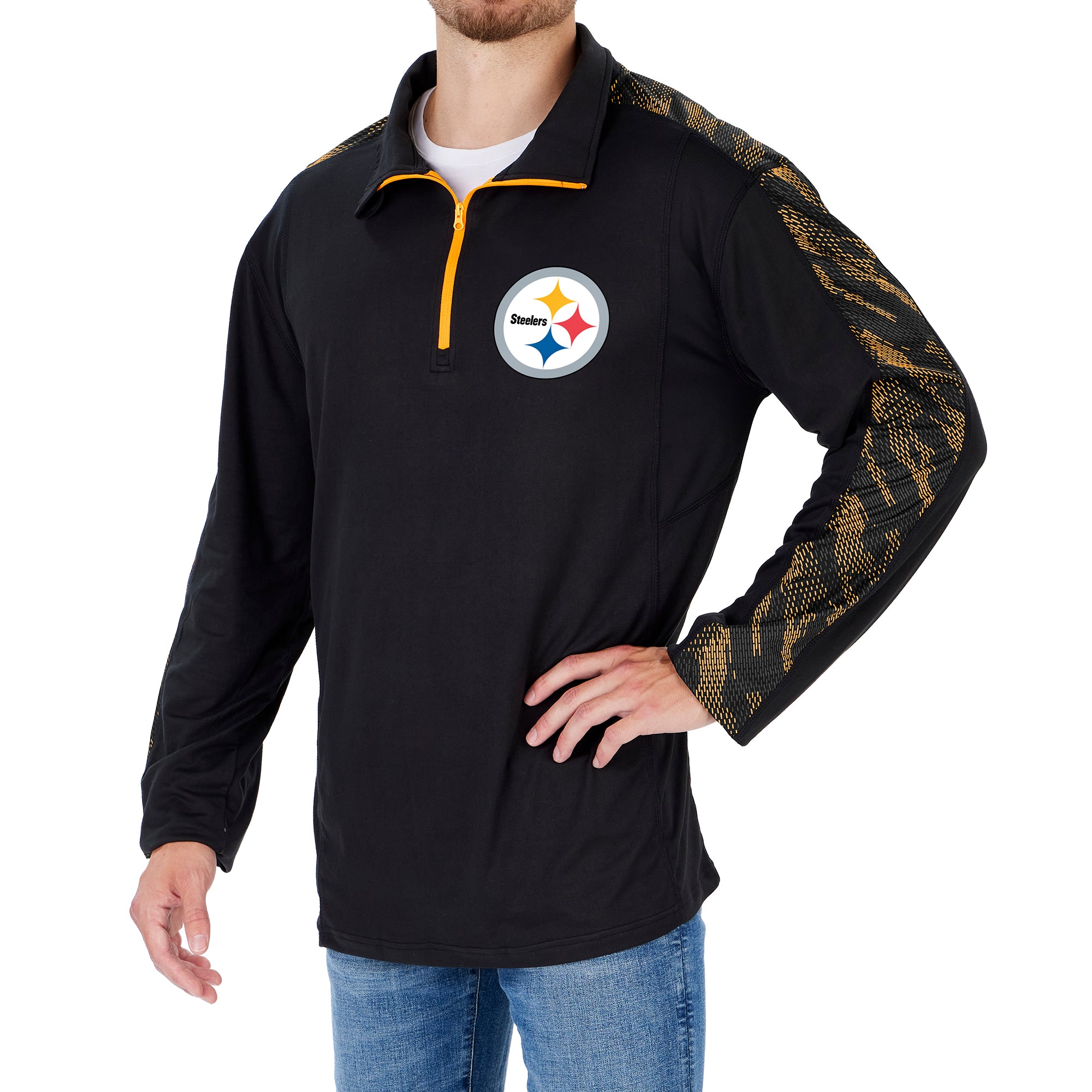 Zubaz NFL Men's Pittsburgh Steelers Elevated 1/4 Zip Pullover W/ Viper –  Fanletic