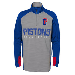 NBA Detroit Pistons Red Blue Mascot Scratch Zip Up Hoodie - Limotees