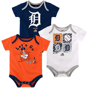 Detroit Tigers Newborn & Infant Minor League Player Three-Pack Bodysuit Set  - Orange/Navy/White