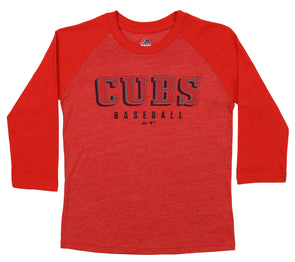 Chicago Cubs Youth 3/4 Sleeve Raglan Baseball T-Shirt