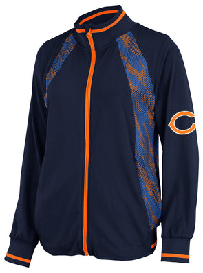 Zubaz NFL Women's Chicago Bears Team Color & Slogan Crewneck Sweatshirt 