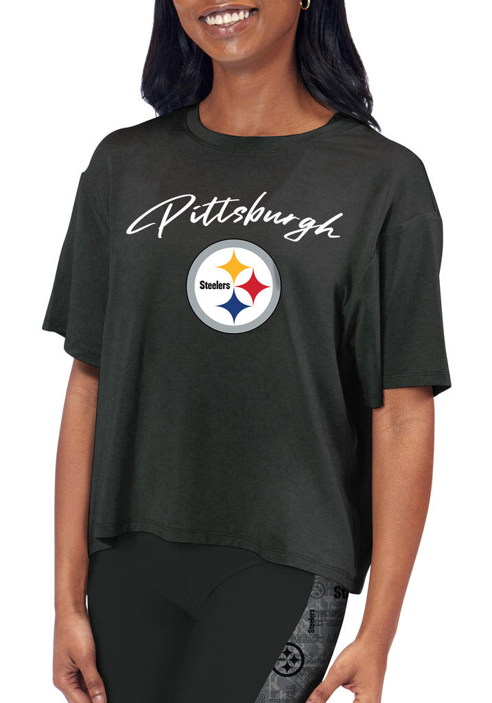 Pittsburgh Steelers Pro-Standard Crop Top - Pink on Pink