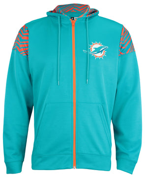 Miami Dolphins Team Printing Pattern Thicken Fleece Zipper Blue Hoodies  Jacket