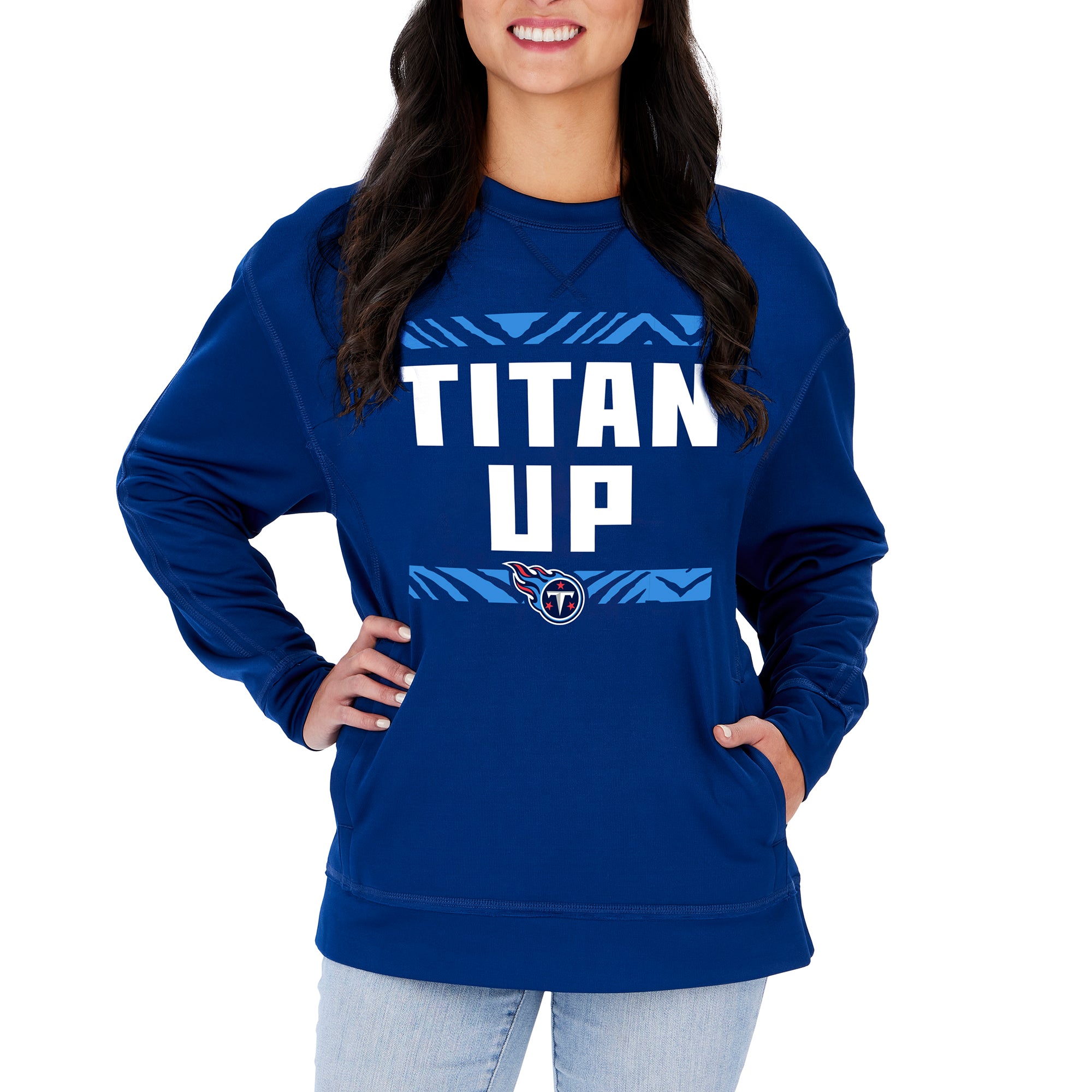 Antigua Tennessee Titans Women's Grey Victory Crew Sweatshirt, Grey, 65% Cotton / 35% POLYESTER, Size M, Rally House