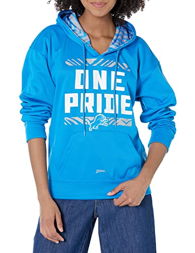 Zubaz Detroit Lions Mens Blue Solid With Camo Hood