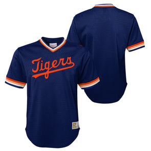 Men's Mitchell & Ness Navy Detroit Tigers Overtime Win V-Neck T-Shirt