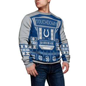 Zubaz Indianapolis Colts Heather Gray Crew Neck Sweatshirt with Zebra Graphic, Medium