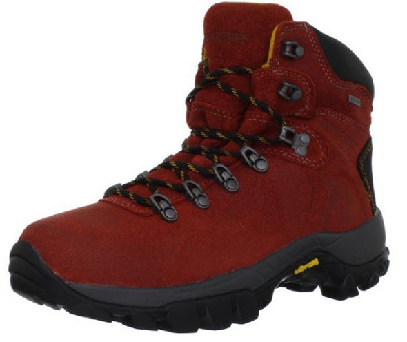 red lace walking boots