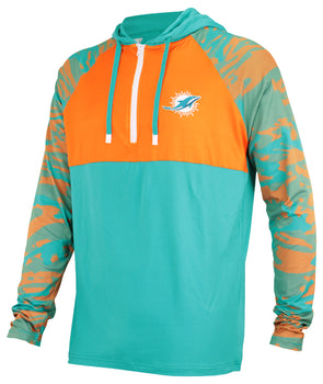 Zubaz Miami Dolphins Marina/Orange Static Crew Neck Sweatshirt, Orange/Marina, Small