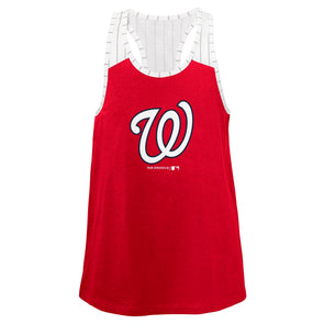 Men's True-Fan White/Red Washington Nationals Pinstripe Jersey