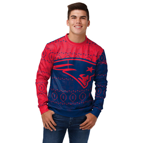 FOCO New England Patriots NFL Mens Printed Gradient Crew Neck Long Sleeve Shirt