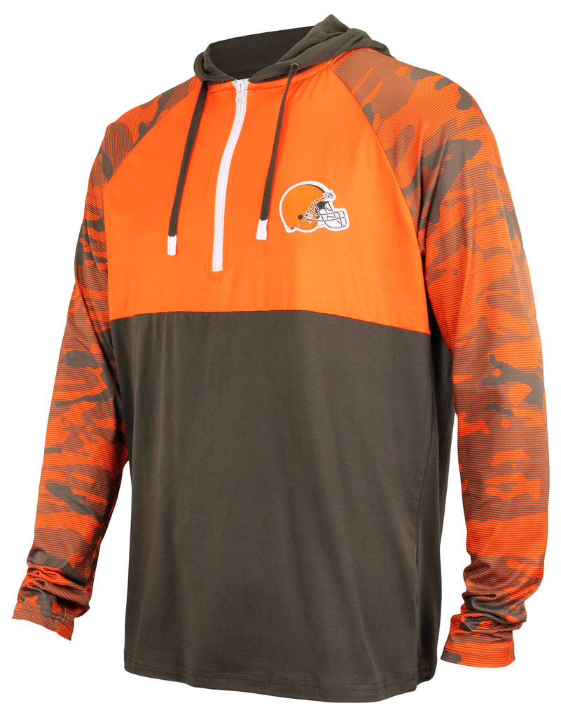 Zubaz NFL Men's Cleveland Browns Tonal Black Camo Full Zip Hoodie – Fanletic