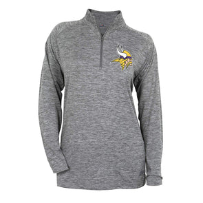 Minnesota Vikings Quarter Zip With Tonal Static Print, Heather Gray