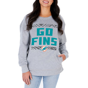 Miami Dolphins Womens Crew Crop Top With Zebra Sleeves