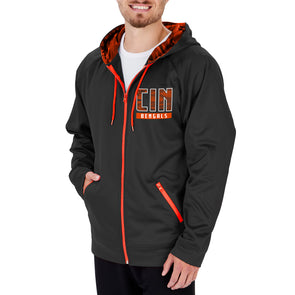 Youth Black Cincinnati Bengals Colorblock Full-Zip Hoodie Size: Large