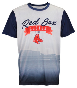 MLB Team Apparel Girls 8-20 Boston Red Sox Navy Big Wave T-Shirt