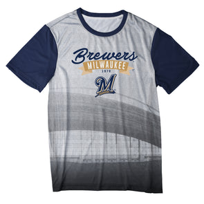 KLEW MLB Men's Milwaukee Brewers Cotton Poly Pocket Logo Tee T