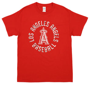 Men's Stitches Red Los Angeles Angels Button-Down Raglan Fashion Jersey Size: Medium