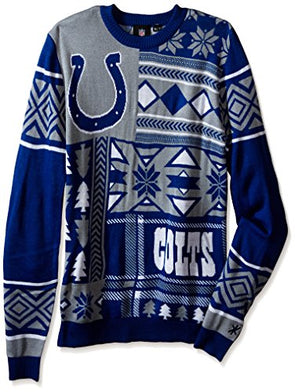 Klew NFL Men&s Seattle Seahawks Patches Ugly Crew Neck Sweater, Green/Blue