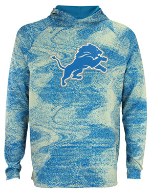 Zubaz Detroit Lions Mens Blue Solid With Camo Hood