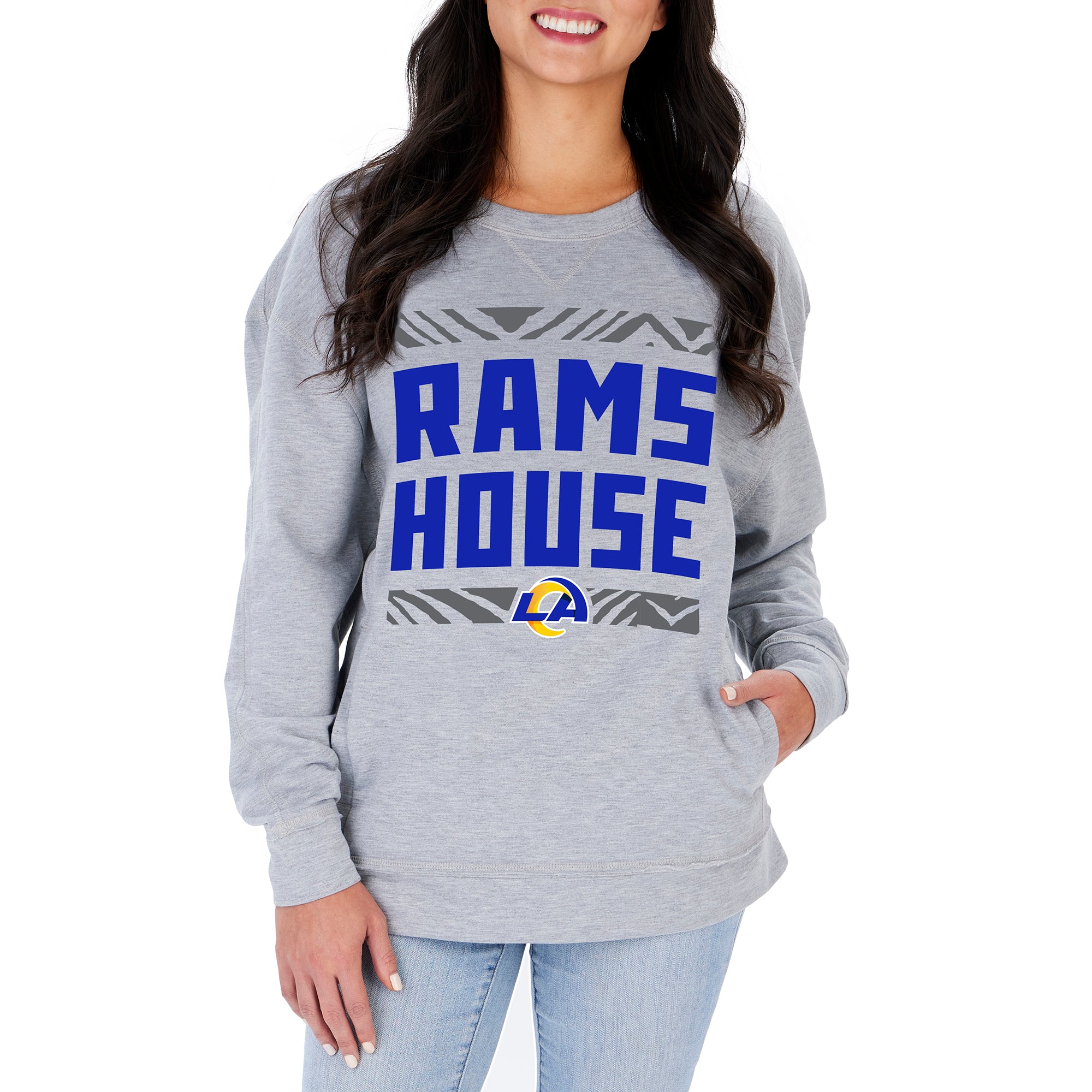 Women's Heather Gray Los Angeles Rams Plus Size Lace-Up V-Neck T-Shirt