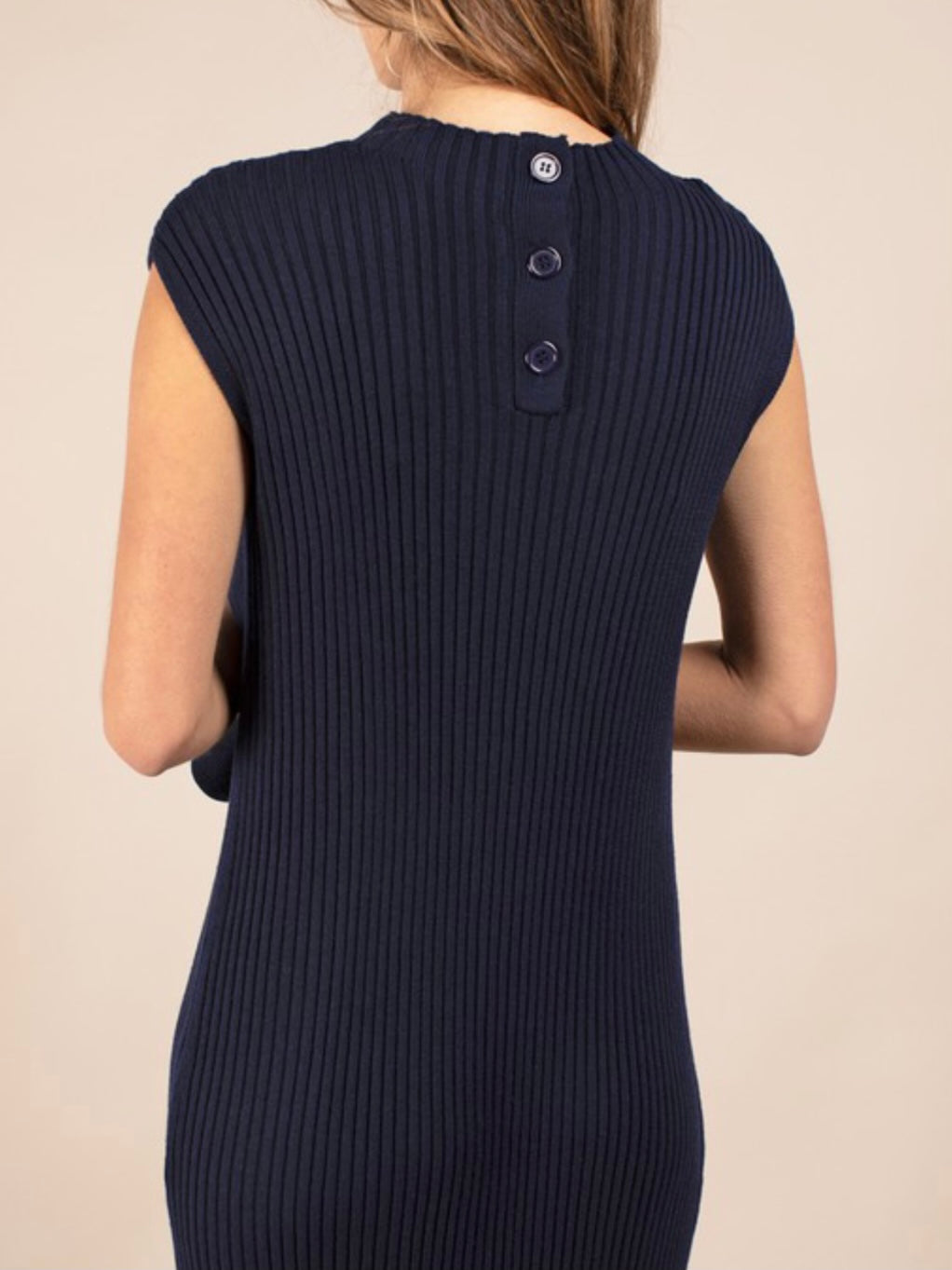 Cindy Ribbed Dress in Navy