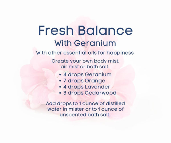 Wyndmere Naturals - Happiness Fresh Balance recipe with Lavender, Cedarwood, orange, and geranium. 