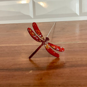 Red Small Copper Dragonfly - Sostenuto Arts Polish Pottery 