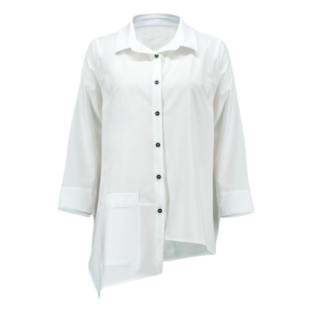 LDS Optic White Blouse WIth Button Down Collar - Gee Loretta