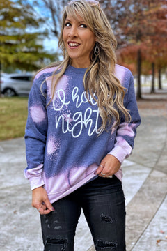 Oh Holy Night Tie Dye Super Soft Gildan Sweatshirt, Purple