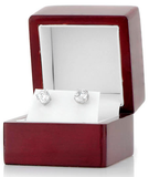 1CT F VVS2 Stud Earrings 14k White Gold Princess Cut Brilliant Diamond Certified