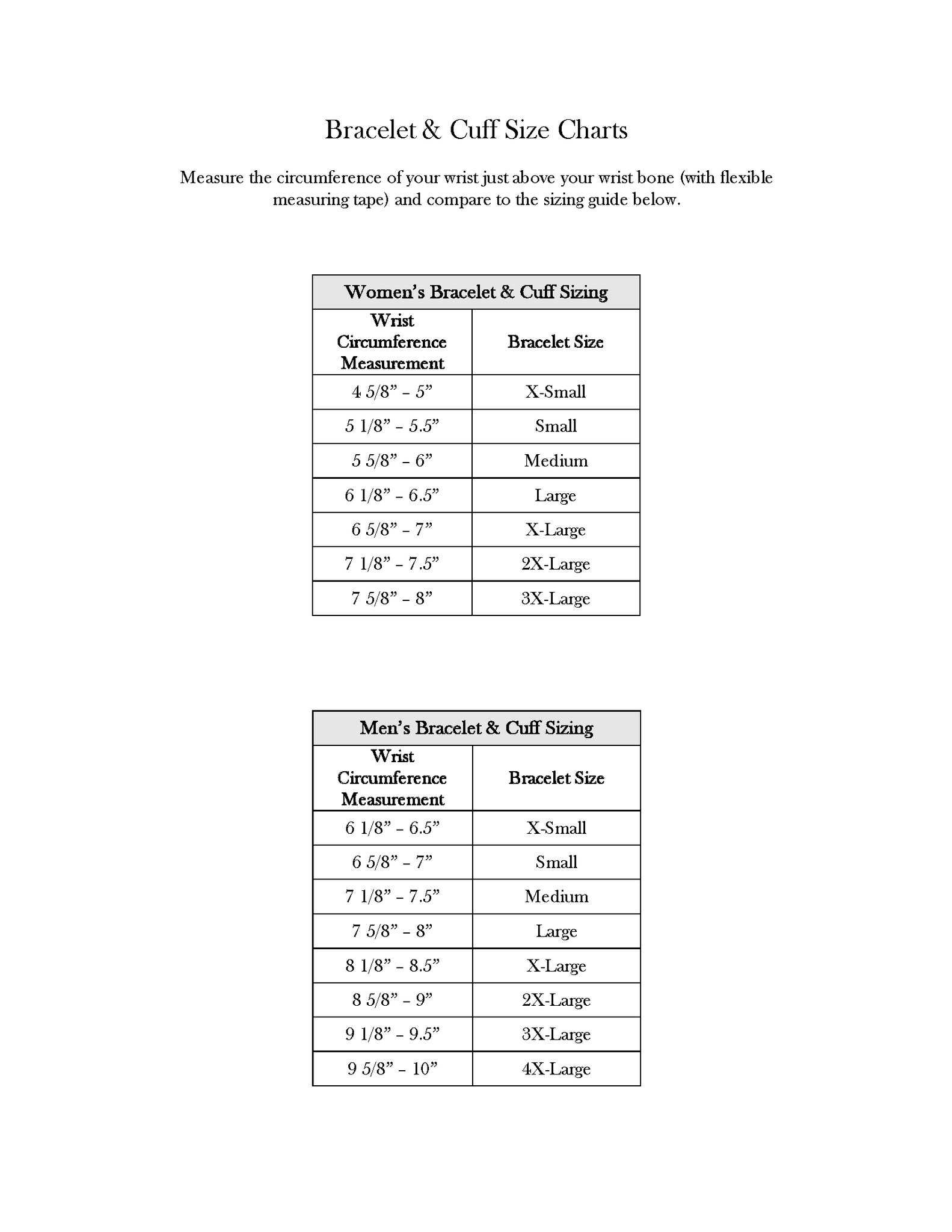 cuff bracelet sizing