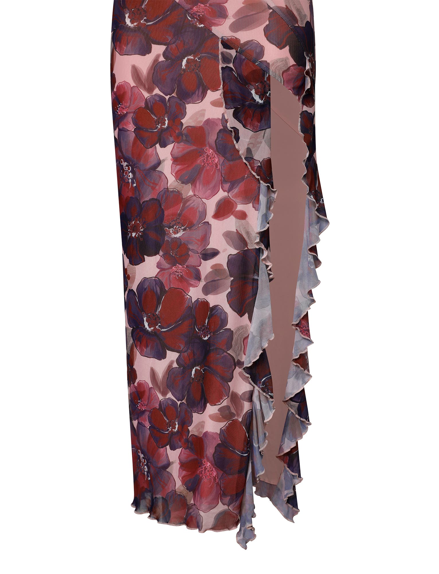 THEO MAXI DRESS - RED : ROMANTIC MACRO FLORAL