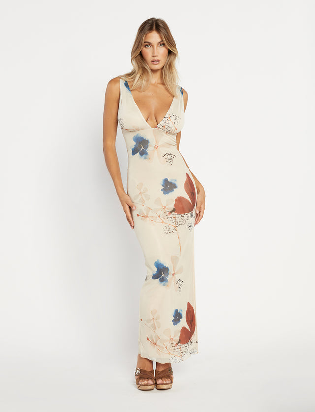 PERCY MAXI DRESS - NEUTRAL : PAISLEY : BY POPPY BUTTERFLY