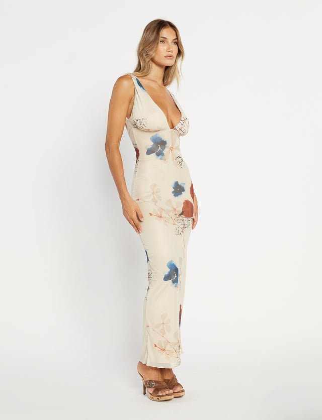 PERCY MAXI DRESS - NEUTRAL : PAISLEY : BY POPPY BUTTERFLY