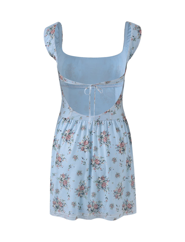 MARIANNA DRESS - BLUE : FLORAL : PRAIRIE FLORAL