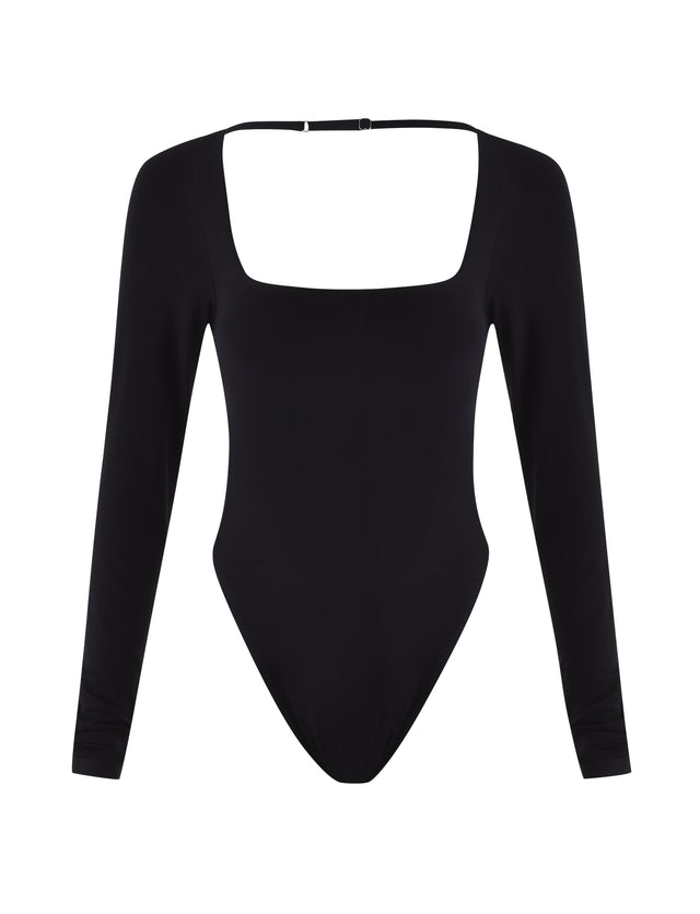 MINERVA LONG SLEEVE BODYSUIT - BLACK