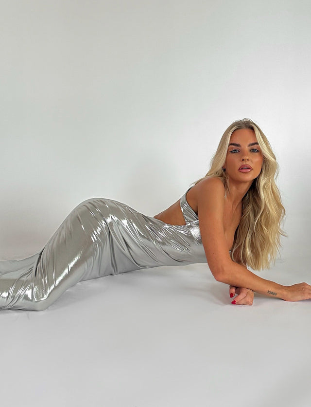 ELVIA MAXI DRESS - GREY : SILVER : SILVER METALLIC