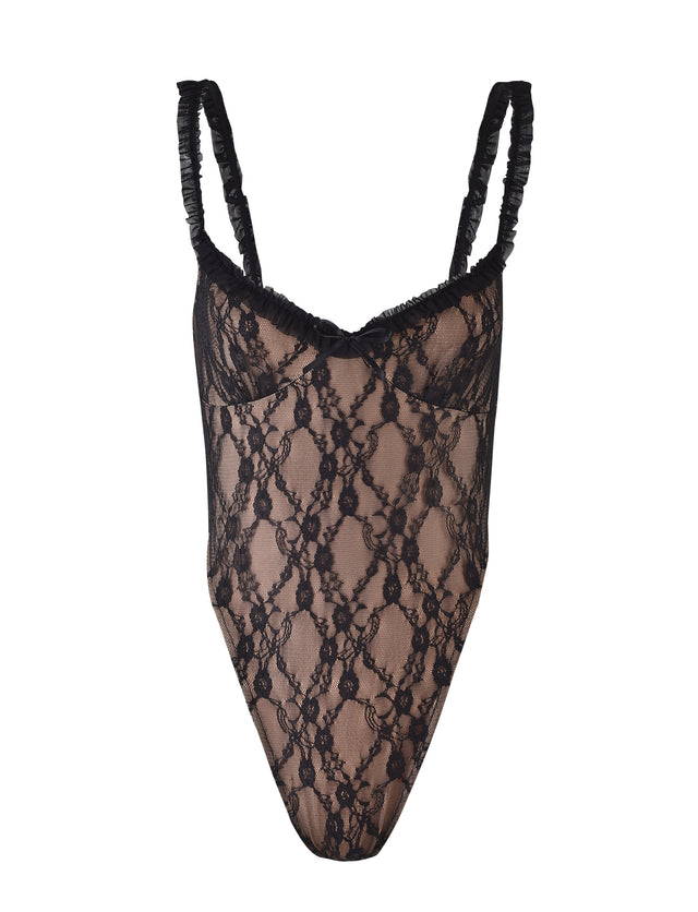 DEJA BODYSUIT - BLACK : BLACK LACE