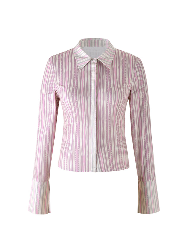 DARCEE SHIRT - PINK : PINK PINSTRIPE