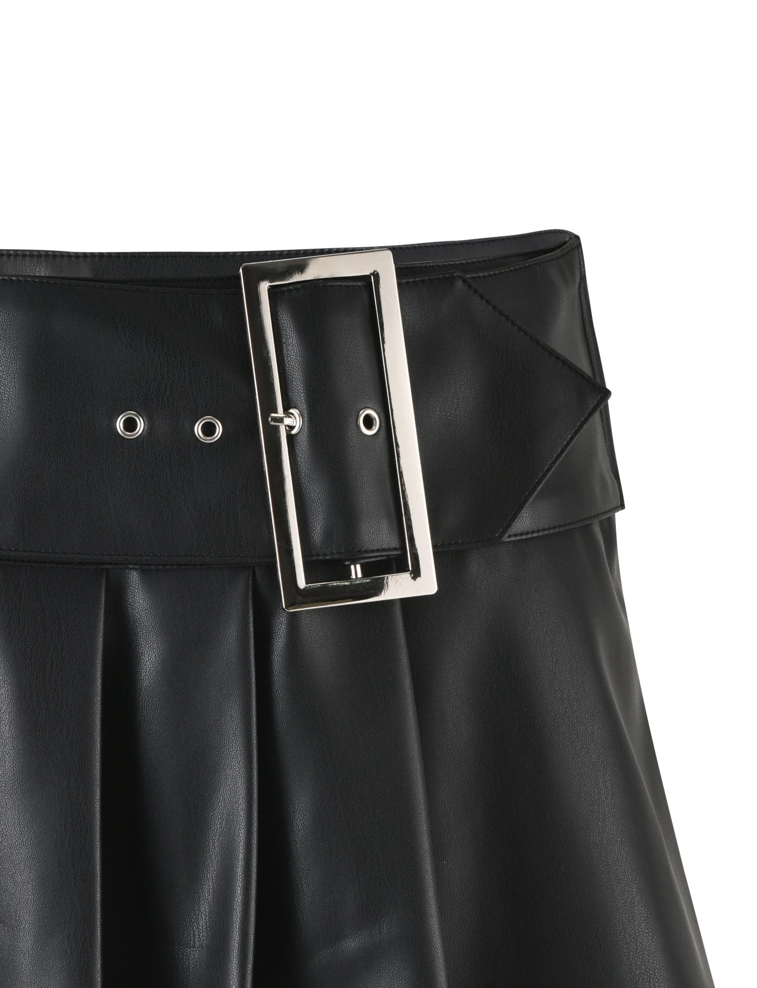 MERRI SKIRT - BLACK : BLACK PU