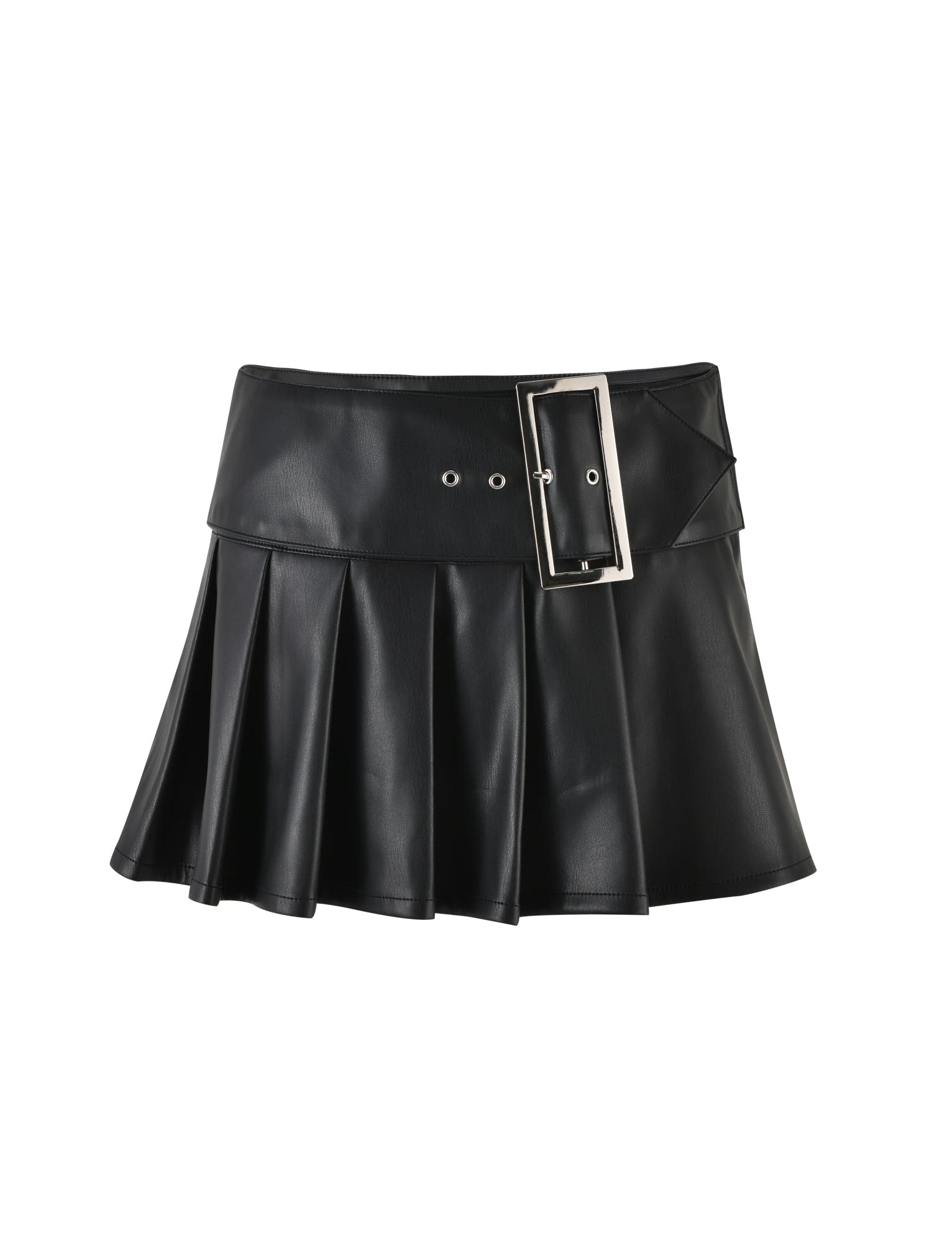 MERRI SKIRT - BLACK : BLACK PU