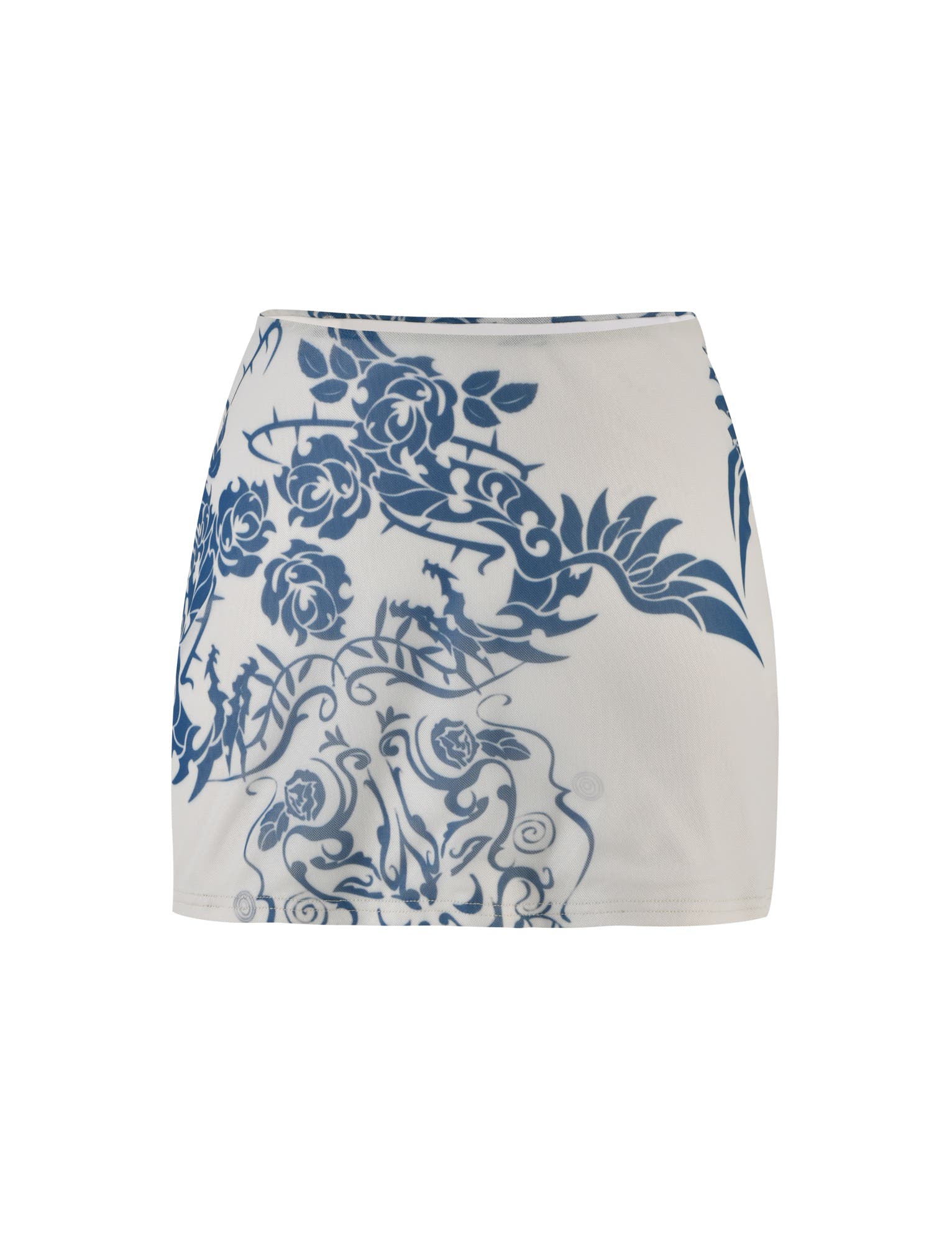 FINOLA MESH MINI SKIRT - BLUE : TATTOO : TATTOO PRINT