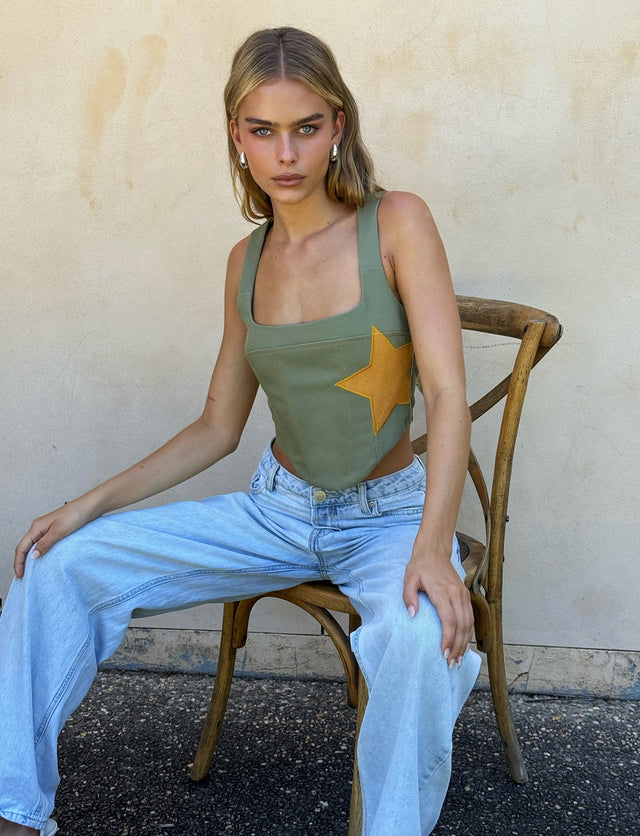 SULLIVAN TOP - GREEN : KHAKI GREEN