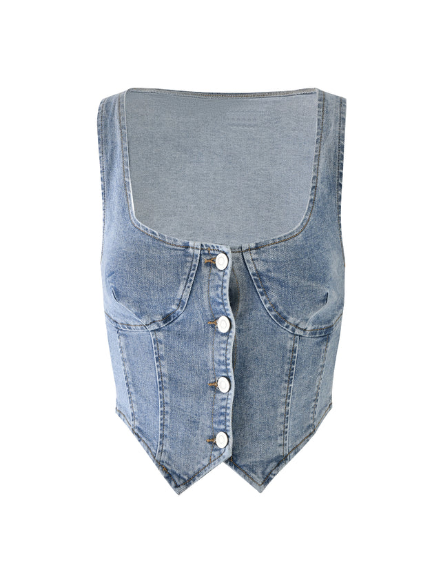 TATYANA TOP - BLUE : LIGHT WASH : LIGHT DENIM