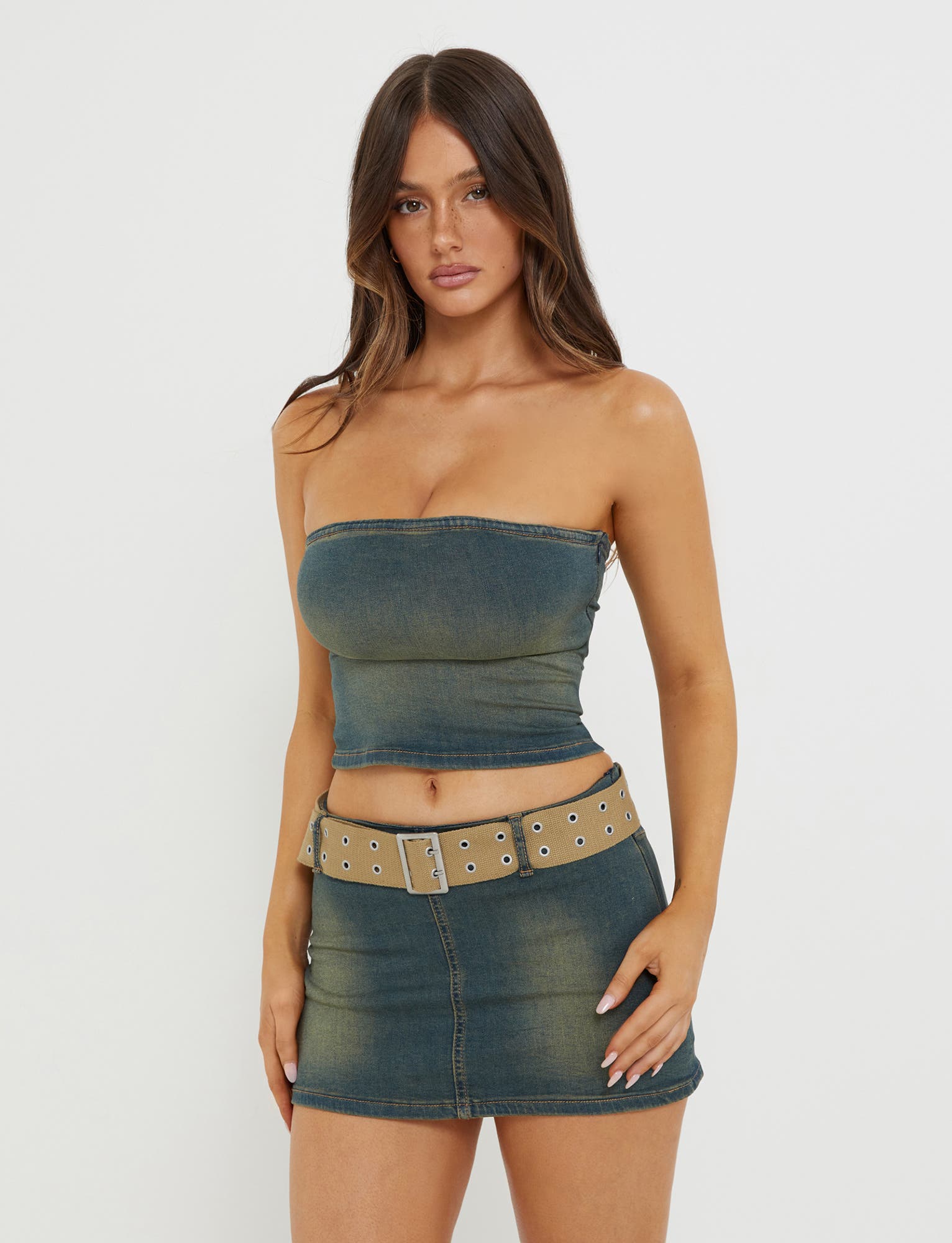 ISABEL TUBE TOP - BLUE : DENIM BLUE