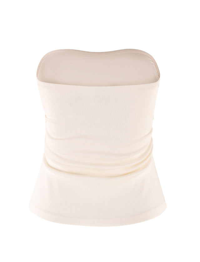 HARRIETT RIB TUBE TOP - WHITE : CREAM