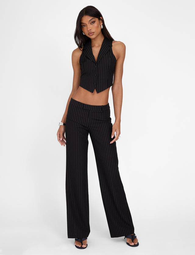 TAMARA PANT - BLACK : PINSTRIPE